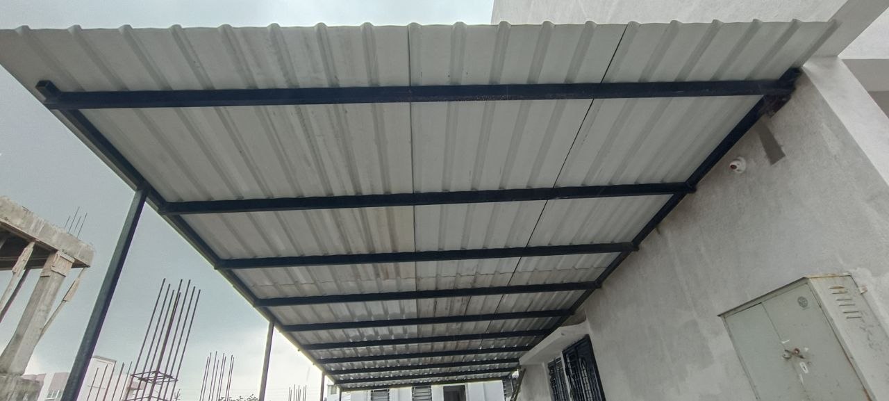 Parking shed with roofing by Heritage Fabrication Solapur