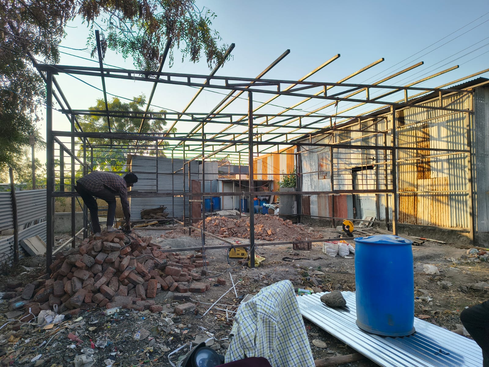 Steel shed construction work by Heritage Fabrication in Solapur