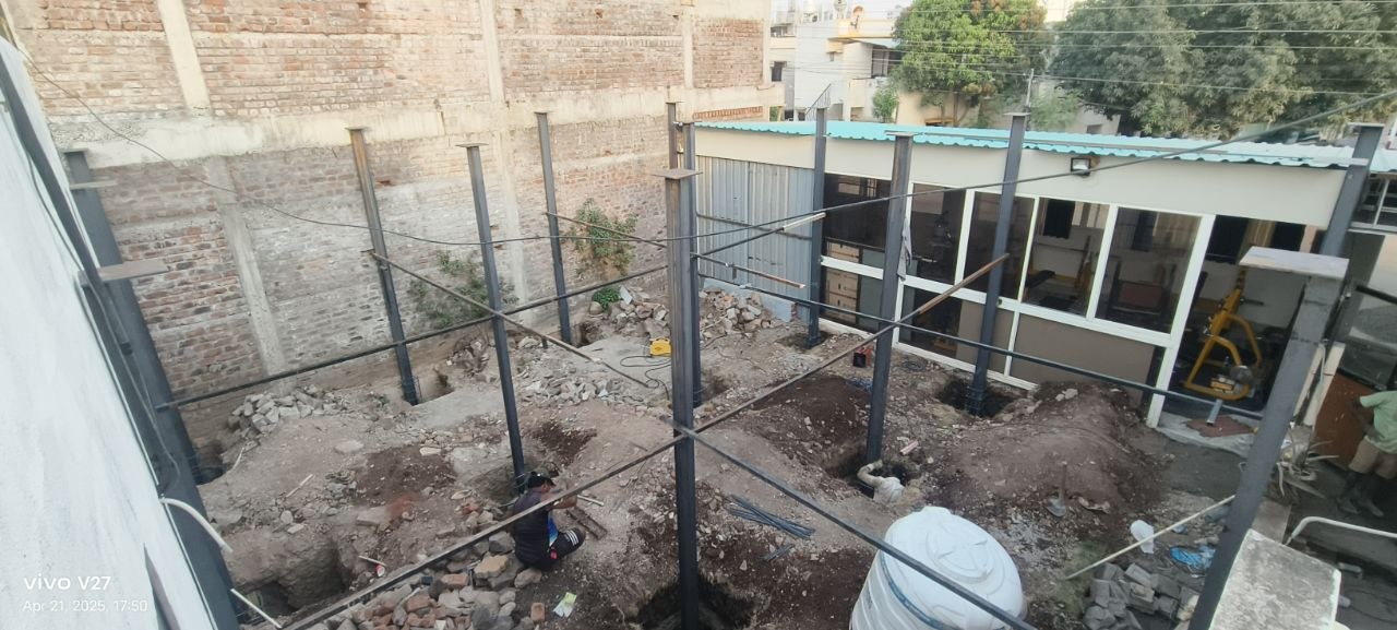 Steel column foundation work by Heritage Fabrication Solapur